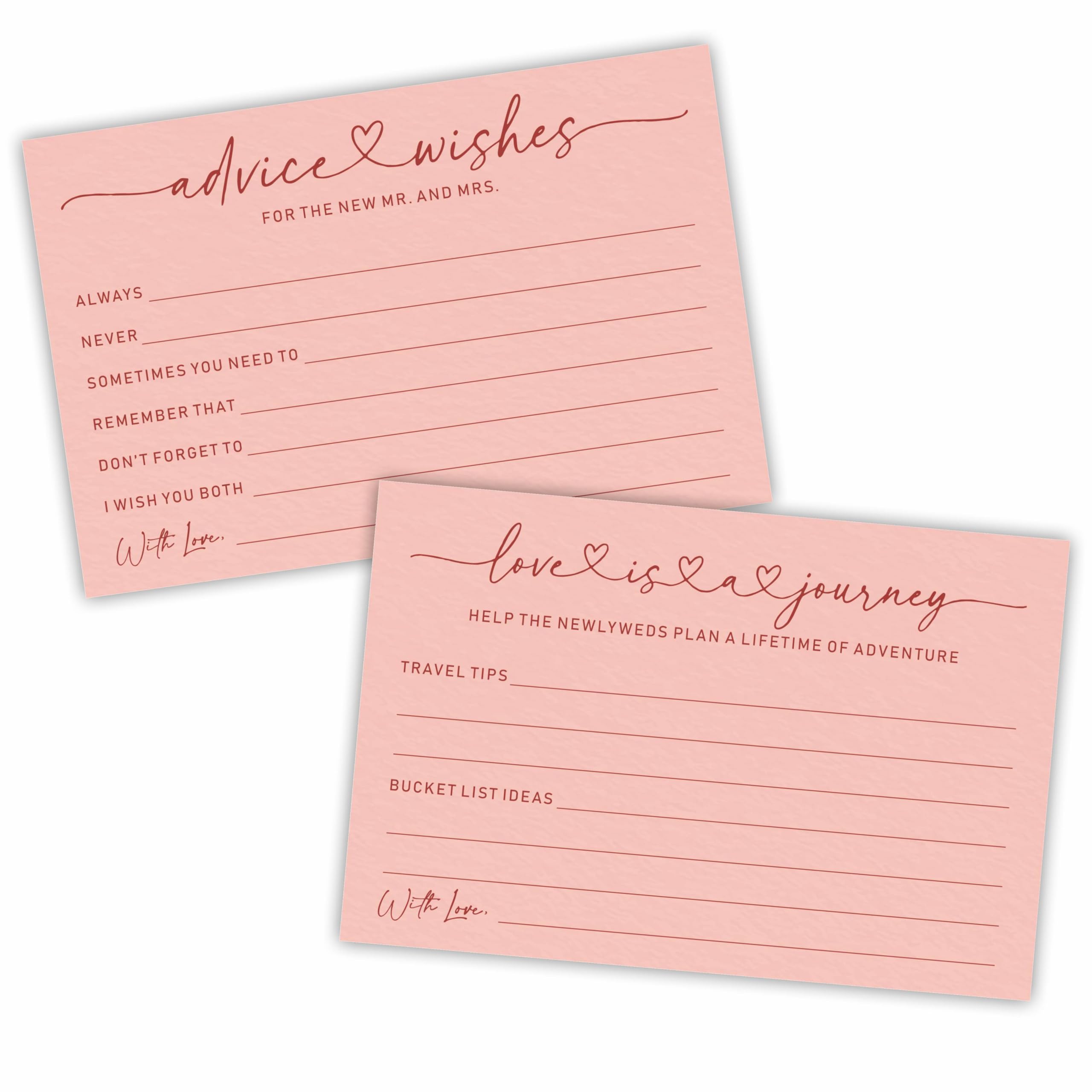 Wedding Advice Cards Pack Of 30 – Fill-in Wishes For Newlyweds, Bridal Shower Games, 4x6 Inch Blank Note Cards