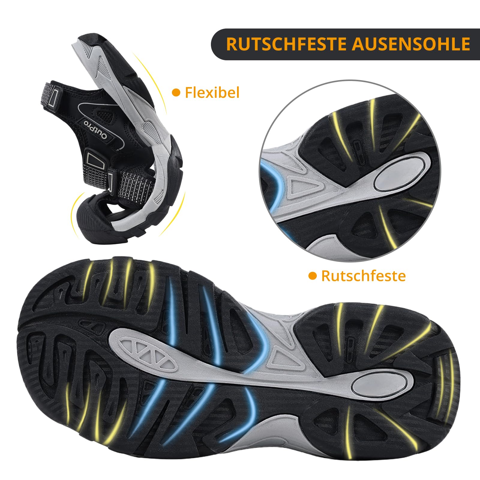 Damen Wander Trekkingsandalen wasserdicht geschlossener Zehenpartie bequeme Outdoor Sandalen für Sommer Strand Wandern Camping