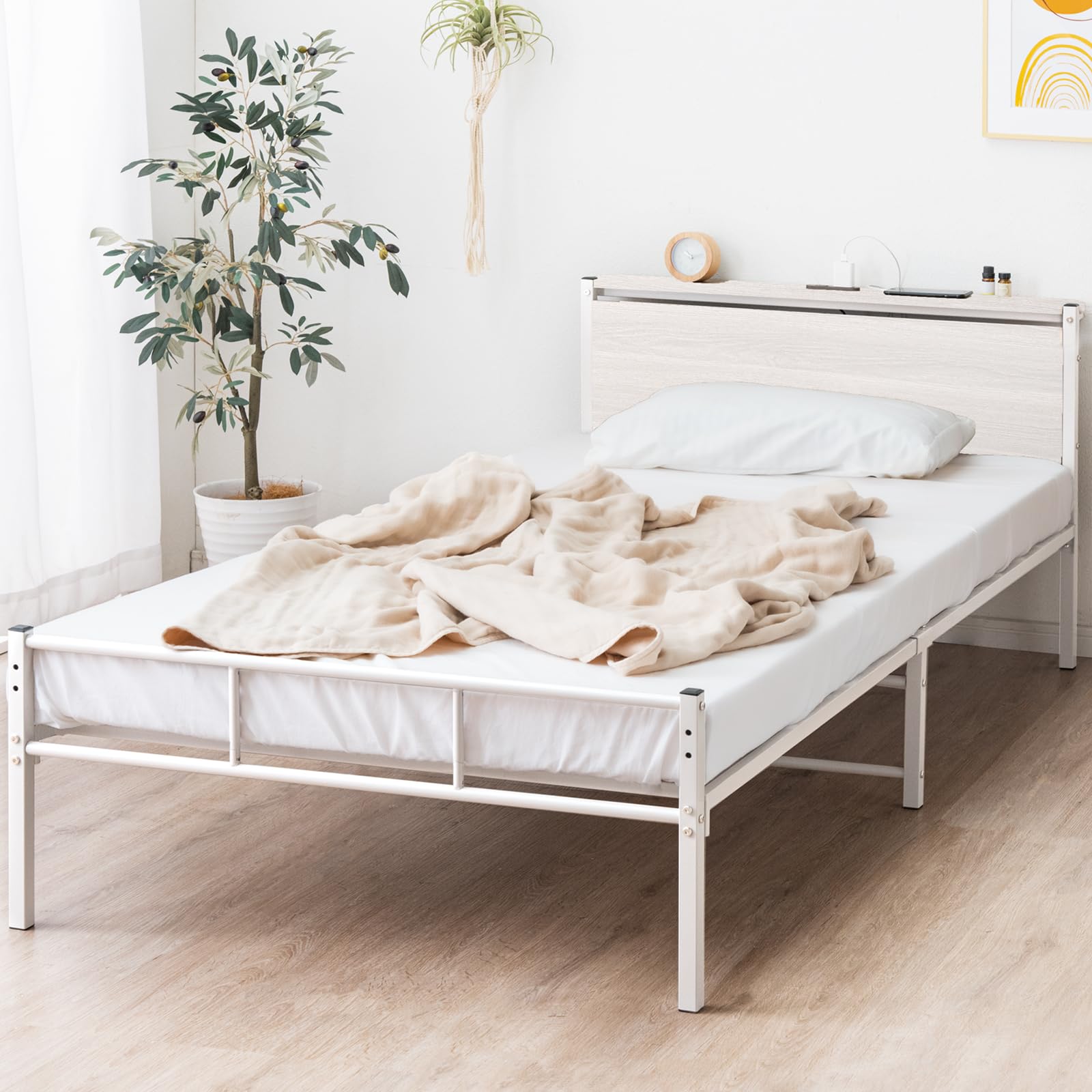 Amazon｜タンスのゲン ベッド ダブル スチール パイプベッド 2口