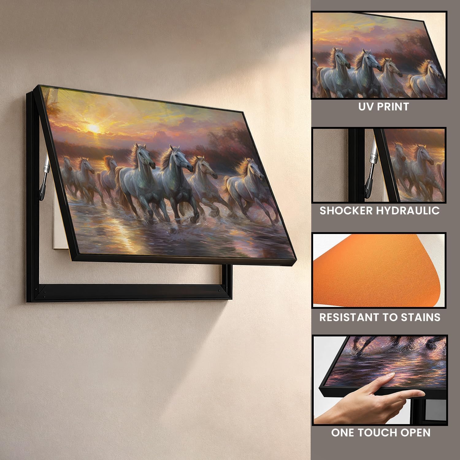 Electric MCB Box Cover - White Horse Painting -2 Electric MCB Box Cover - White Horse Painting -2