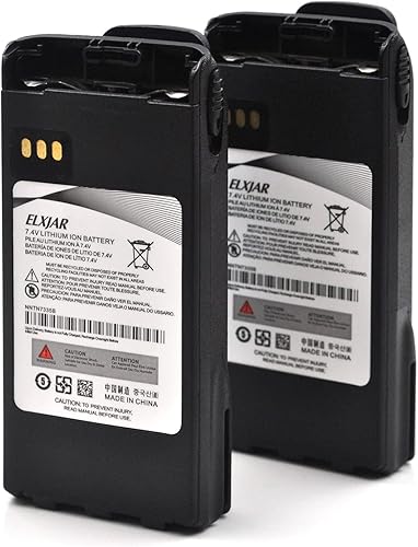 Paquete de 2 baterías de iones de litio de 7.4 V 2600 mAh de repuesto para Motorola NNTN7335 NTN9858 NTN9815 NTN9815A NTN9851AR NTN9851B, compatible