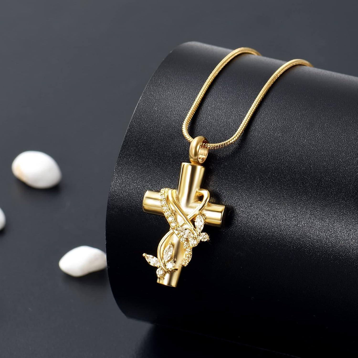 Imrsanl Butterfly Cross & Heart Urn Necklace for Ashes Men Women Cremation Jewelry Ashes Pendant for Human Memorial Ash Jewelry