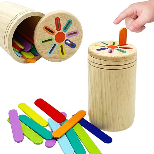 Juguetes de madera Montessori Sticks para niños, 8 colores de madera natural para niños de 3 años, juego sensorial a juego, regalos de cumpleaños