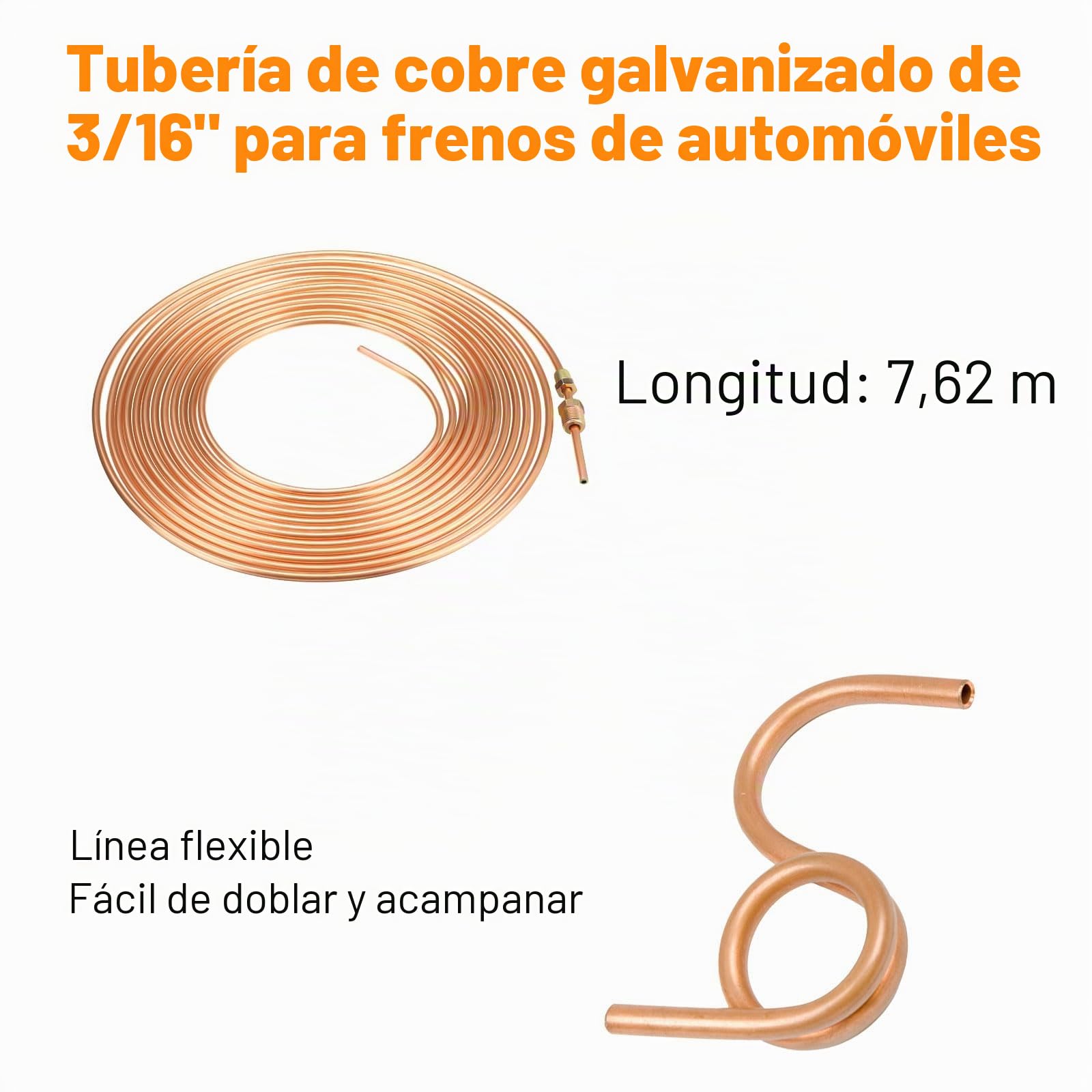 Kit de herramientas para ampliar las líneas de freno, línea de freno de acero 7,6 m, diámetro 4,75 mm, con 16 accesorios + 5 conectores, ideal para sistemas de frenos hidráulicos de coche