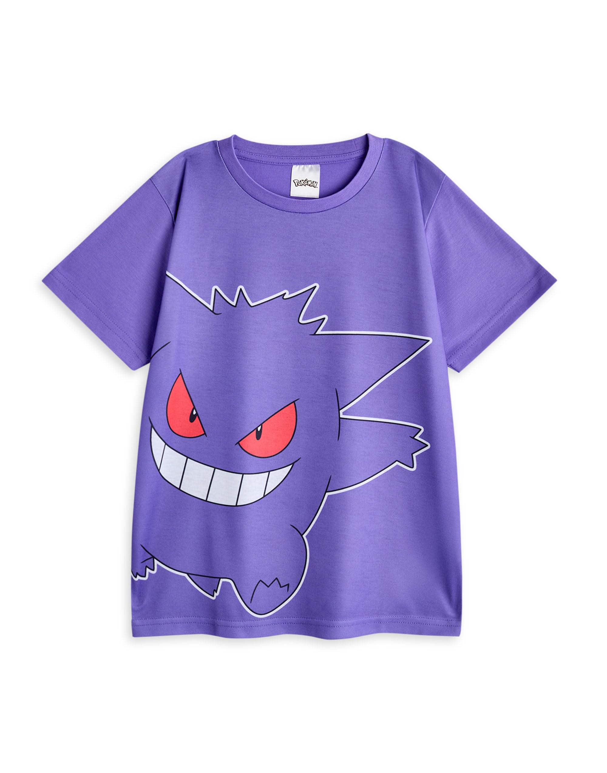 Pokémon Set Pigiama per Ragazze | Top a Maniche Corte con Grafica Pikachu Gengar e Charizard per Bambini e Pantaloni Pigiama a Gamba Lunga in Giallo Viola e Arancione
