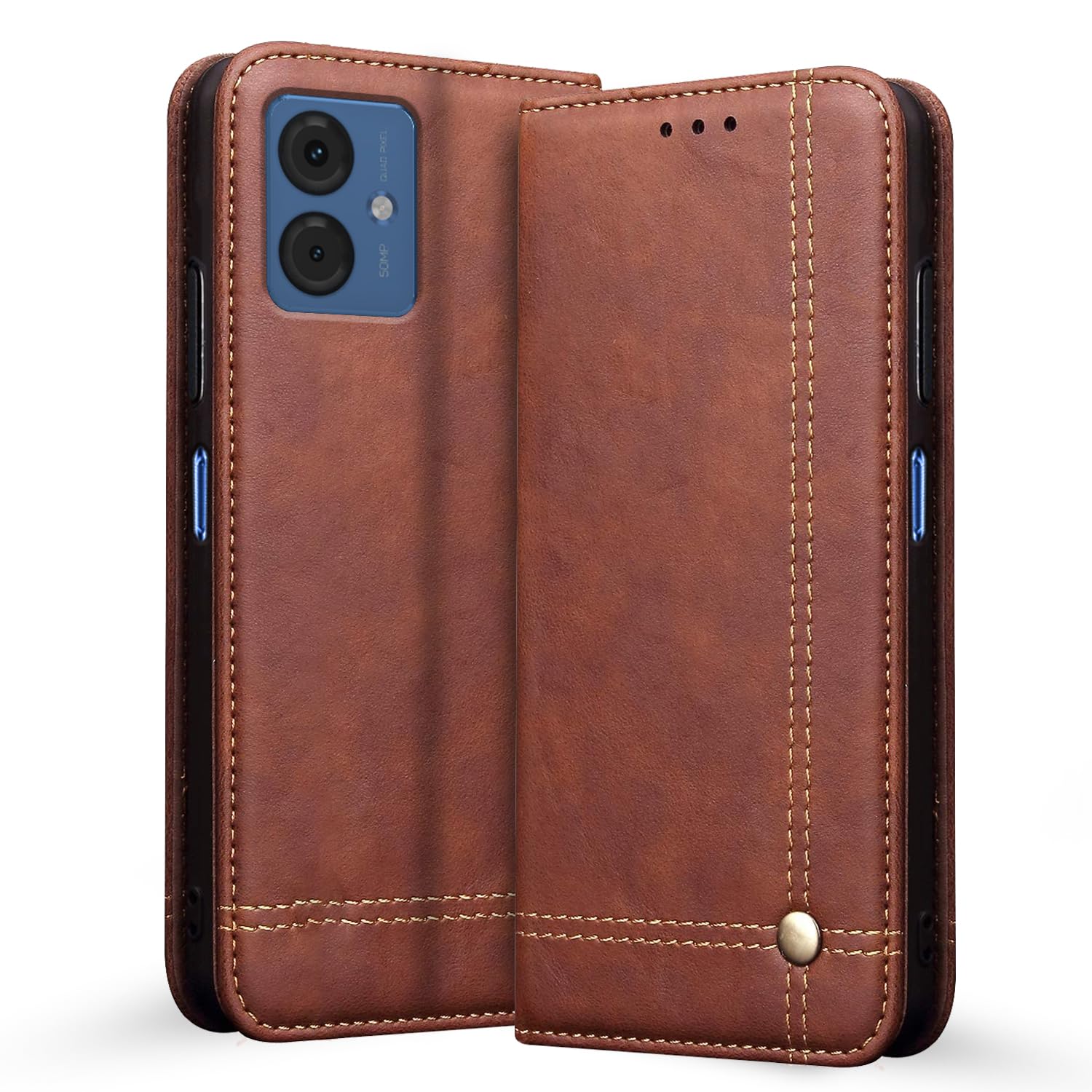 Pikkme Moto G54 5G / G64 5G Flip Cover | Strong Magnetic Closure | Genuine PU Leather Finish | Wallet Style with Inbuilt Pocket & Stand | Premium Look Magnetic Flip Case (Brown) (B0CMDB94JD) Amazon Price History, Amazon Price Tracker