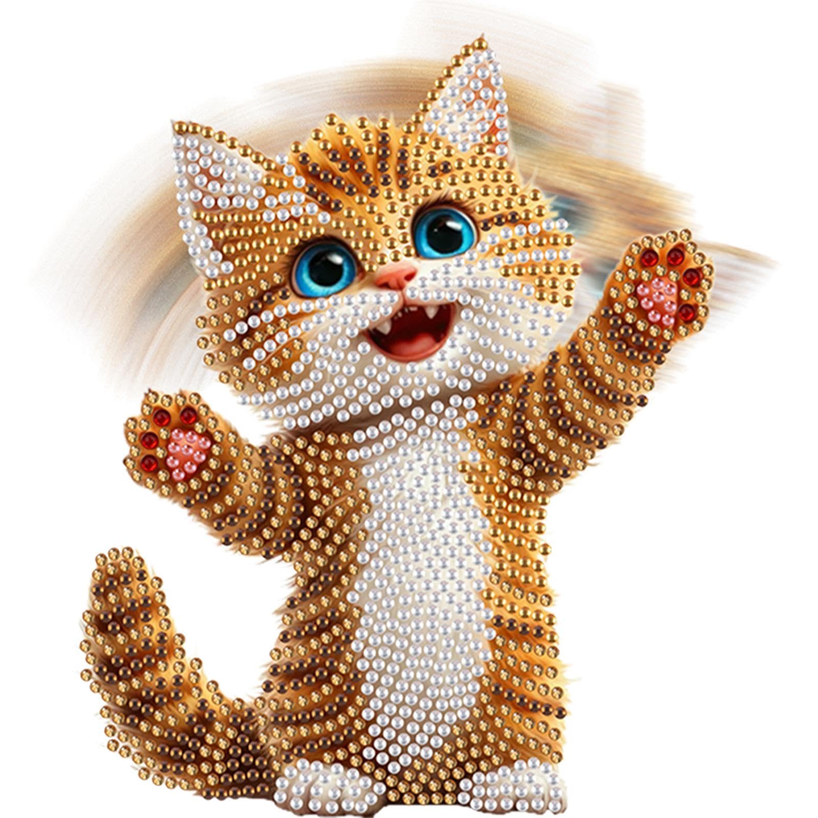 DIY 5D Diamond Art Painting Tabletop Ornament, Interactive Bobblehead Shaking Head Acrylic Decor with Special Shape Gems, Desk Craft Kit for Adults & Beginners(Xmas Shaking Head Cat)