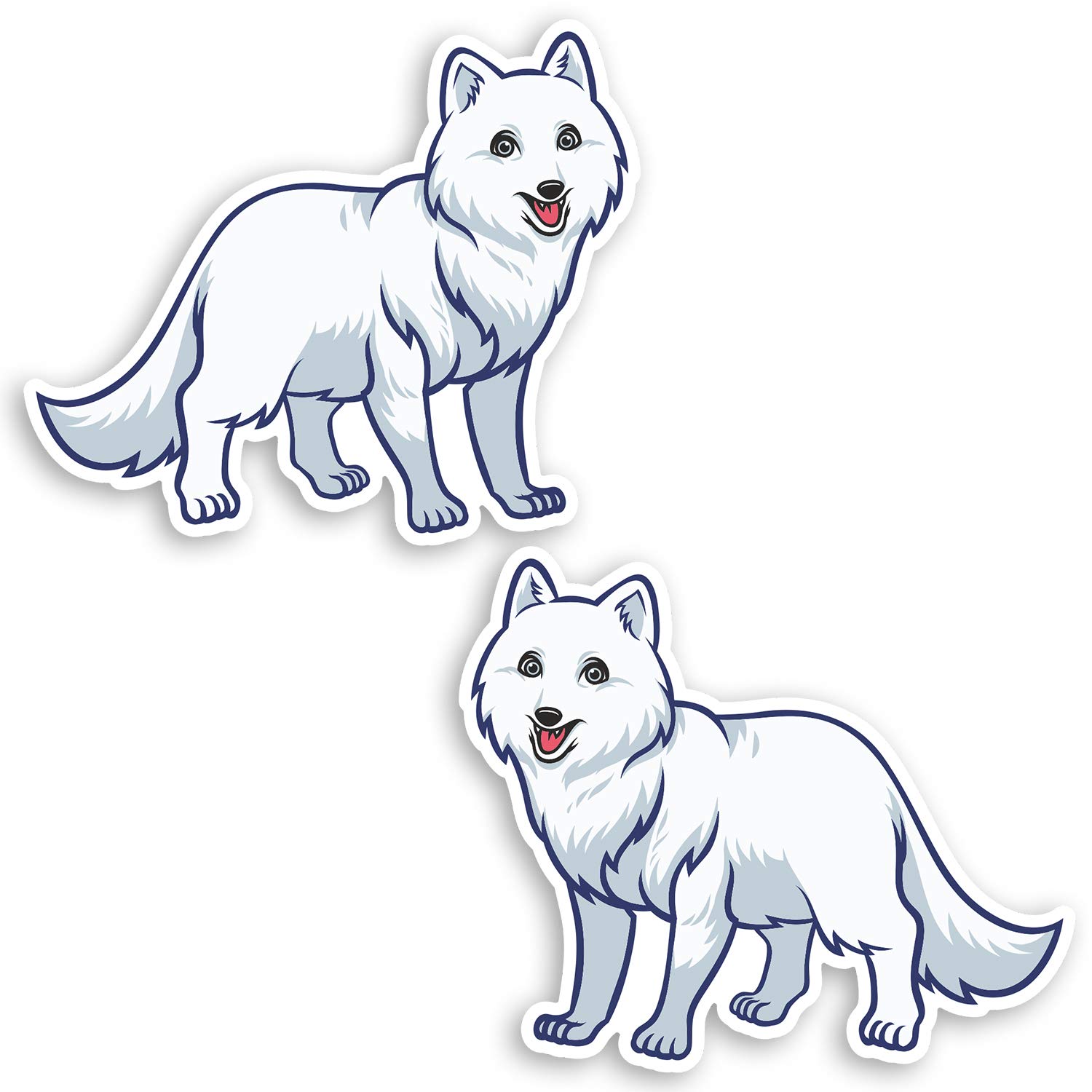 Destination Vinyl Ltd Multi 2 X 10Cm White Arctic Fox Vinyl Stickers - Cute Animal Laptop Sticker #30035 (10Cm Wide)