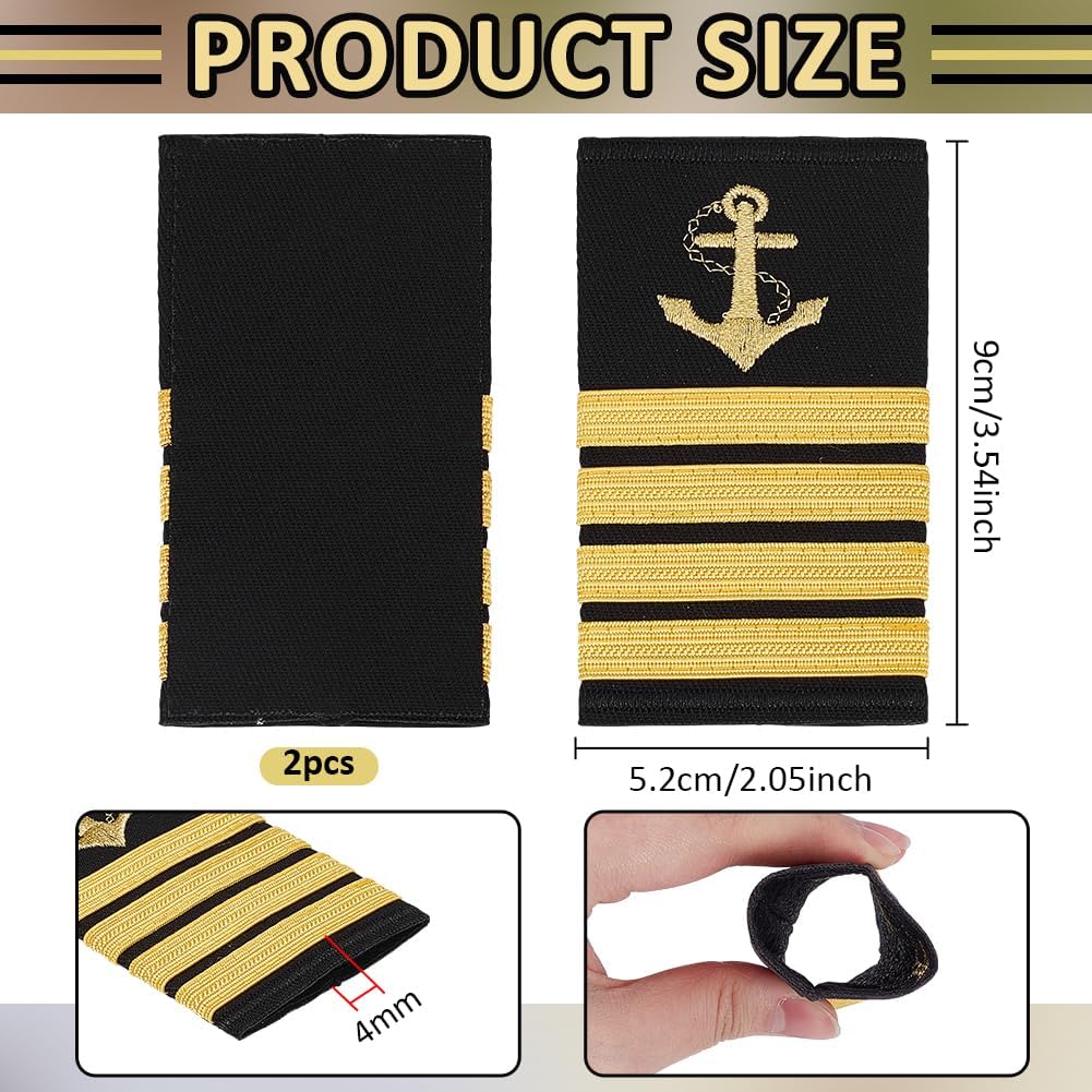 BENECREAT Sailor Epaulets Yacht Accessories 1 Pair Durable Polyester Shoulder Boards for Uniform Costume & Military Role Play
