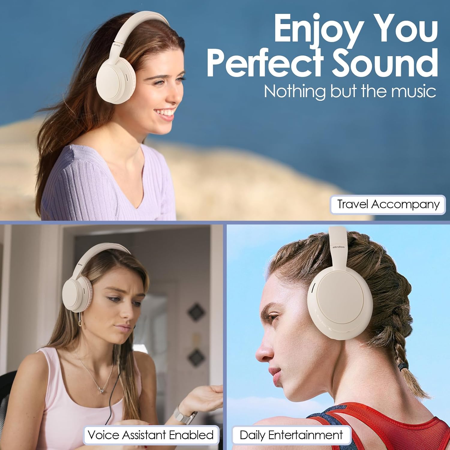 Siindoo JH-820 headphones demonstrating folding design, adjustable headband, and soft earmuffs.