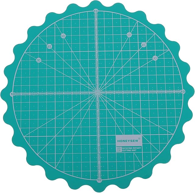 EXCEART Rotary Self- Healing Cutting Mats Round Rotating Turntable Green PVC Grid Cut Matt for Sewing Quilting Scrapbooking Crafts Projects 23X23cm