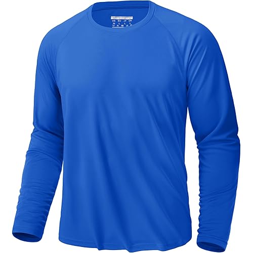 KEFITEVD Men's UV Sun Protection UPF 50+ Shirts Long Sleeve Rash Guard Workout Quick Dry Shirt for Hiking Fishing Swimming