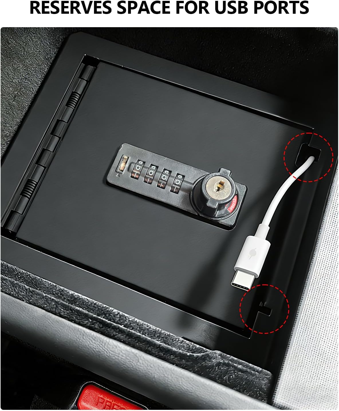for Tesla Center Console Safe Organizer with 4-digit Lock Model Y Juniper Model 3 Highland Accessories 2025 2026 No Drill Glove Case with Combination Lock Armrest Anti-Theft Storage Tray Box