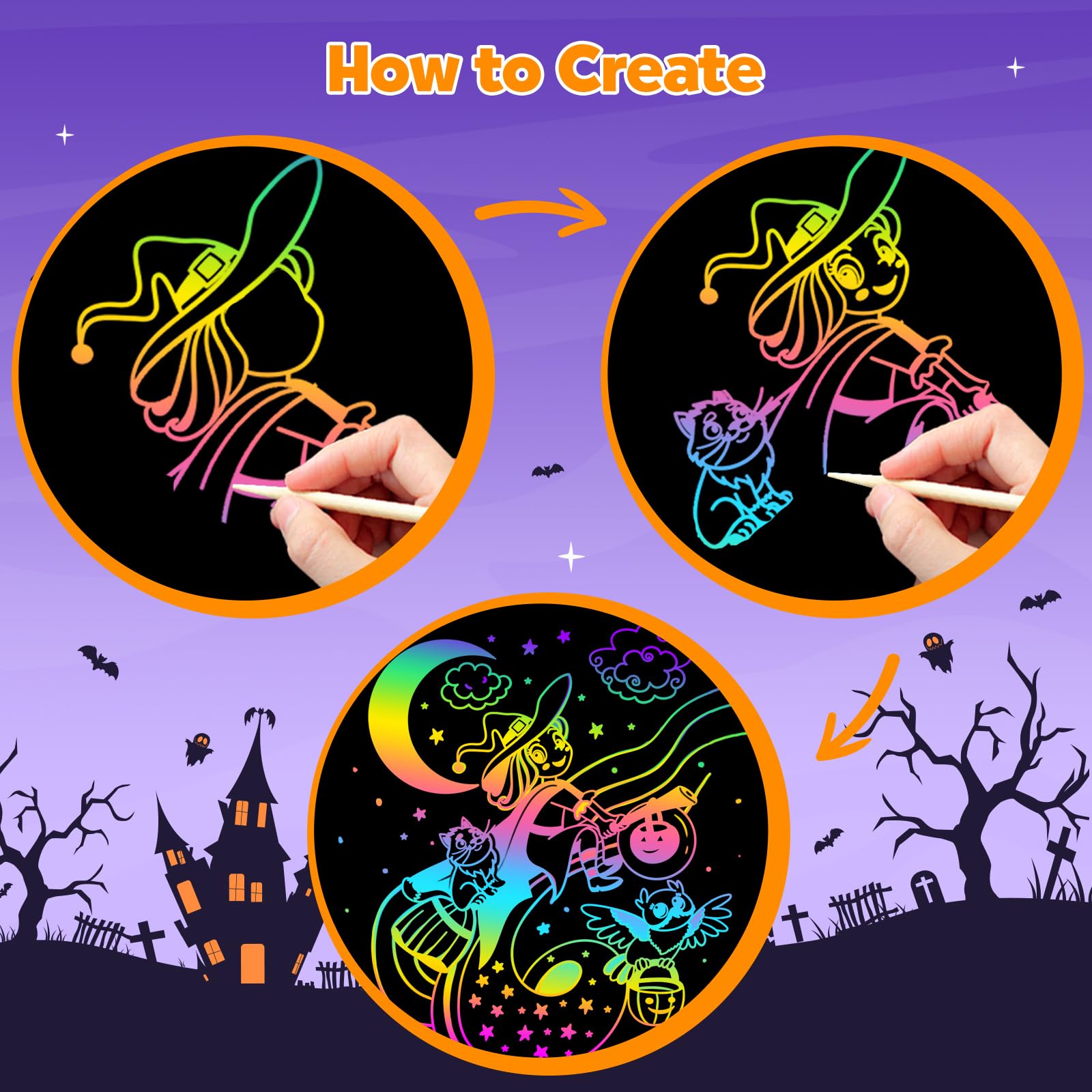 Rainbow Scratch Art Craft Set - Kids Creative Gifts -5