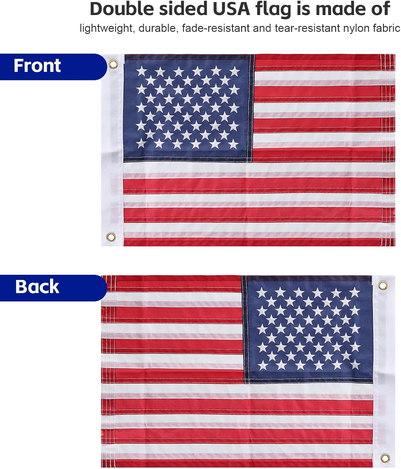 Small American Flag for Boat, 2 Pack American Flag Marine 12x18 Inches, Double Sided USA Flag with 2 Brass Grommets - Image 5