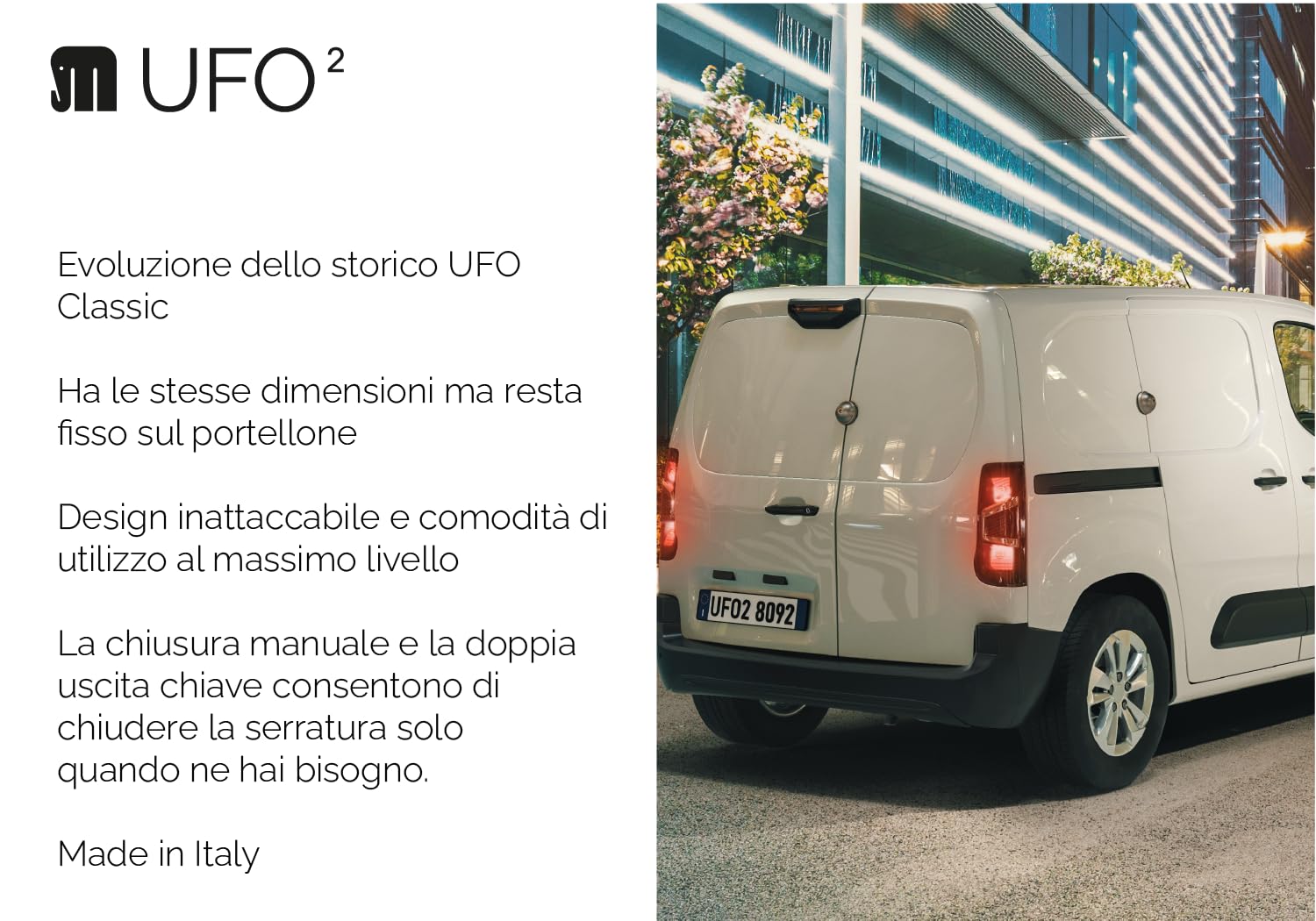 UFO MERONI SERRATURE Ufo2 Serratura Antiscasso Alta Sicurezza Furgoni Veicoli Commerciali Leggeri (2 Pezzi)