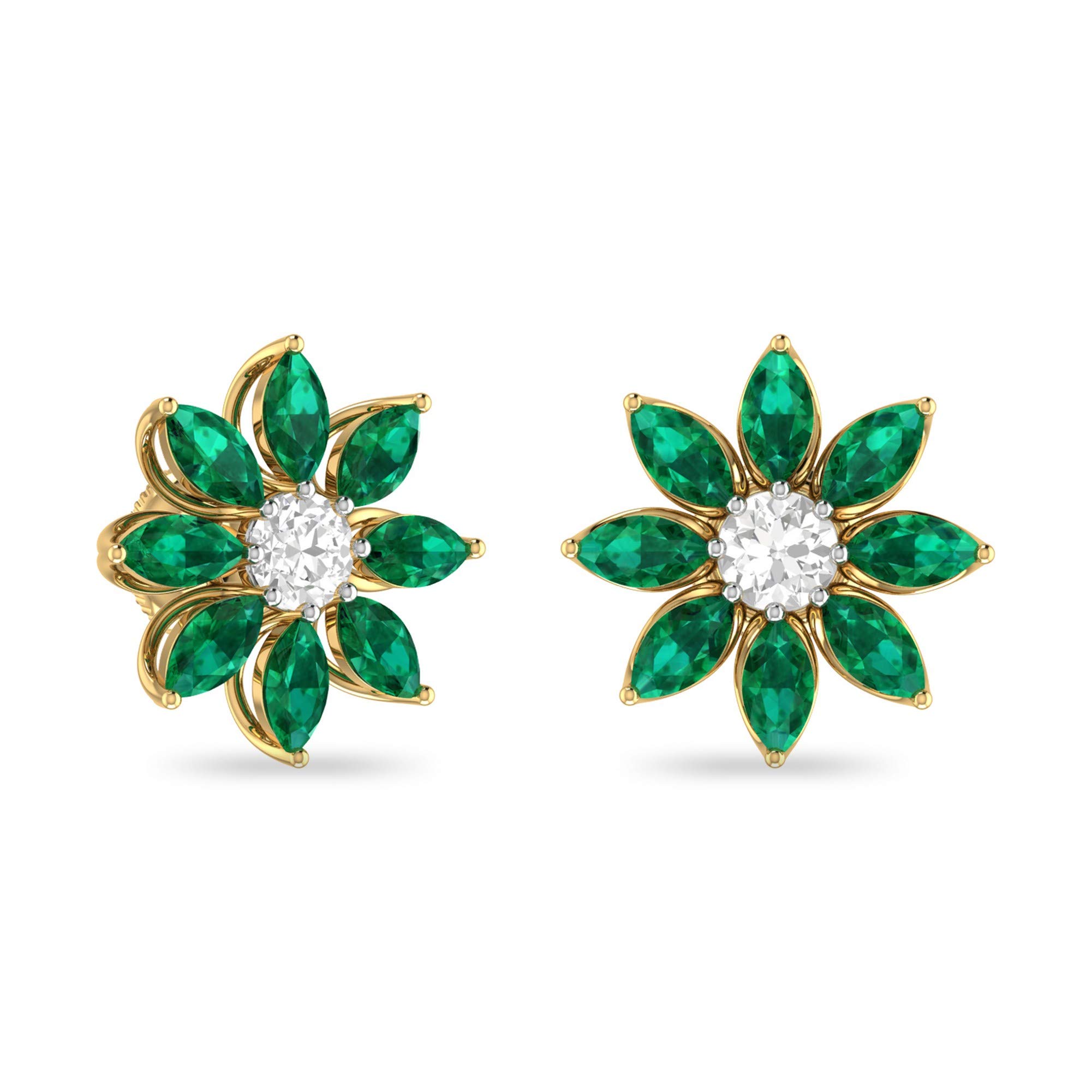Yellow Gold and Solitaire Stud Earrings for Women-image-42