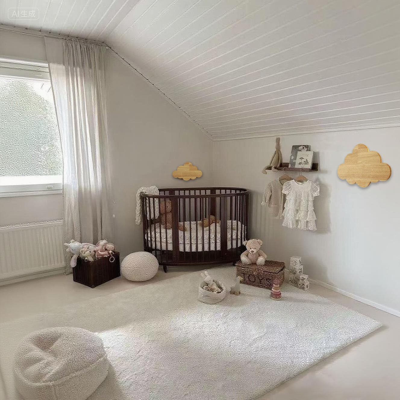 KZT Wolken Wandleuchte mit Stecker Schalter G9 LED Wandlampe aus Holz 3 Farben Einstellbar Nachttischlampe Kinderzimmer Nachtlichter Innen Wolkenlampe für Junge Mädchen Schlafzimmer Wohnzimmer