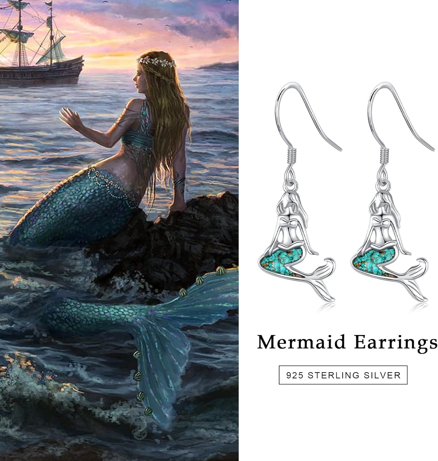 Ocean Earrings 925 Sterling Silver Turquoise Sea Animal Dangle Drop Earrings Beach Themed Jewelry Gifts for Women Girls - Image 7