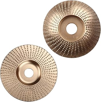 2 pieces of angle grinder cutting discs, woodworking grinding and shaping thorn discs, angle grinder engraving and shaping polishing wheels one arc polishing disc + one flat polishing disc golden.