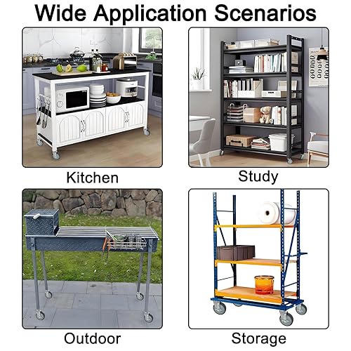 Miniatura 7 de VVOKGO Ruedas de vástago de 5 pulgadas para estantes de alambre, ruedas resistentes con frenos, ruedas giratorias de andamio, juego de 4 ruedas de