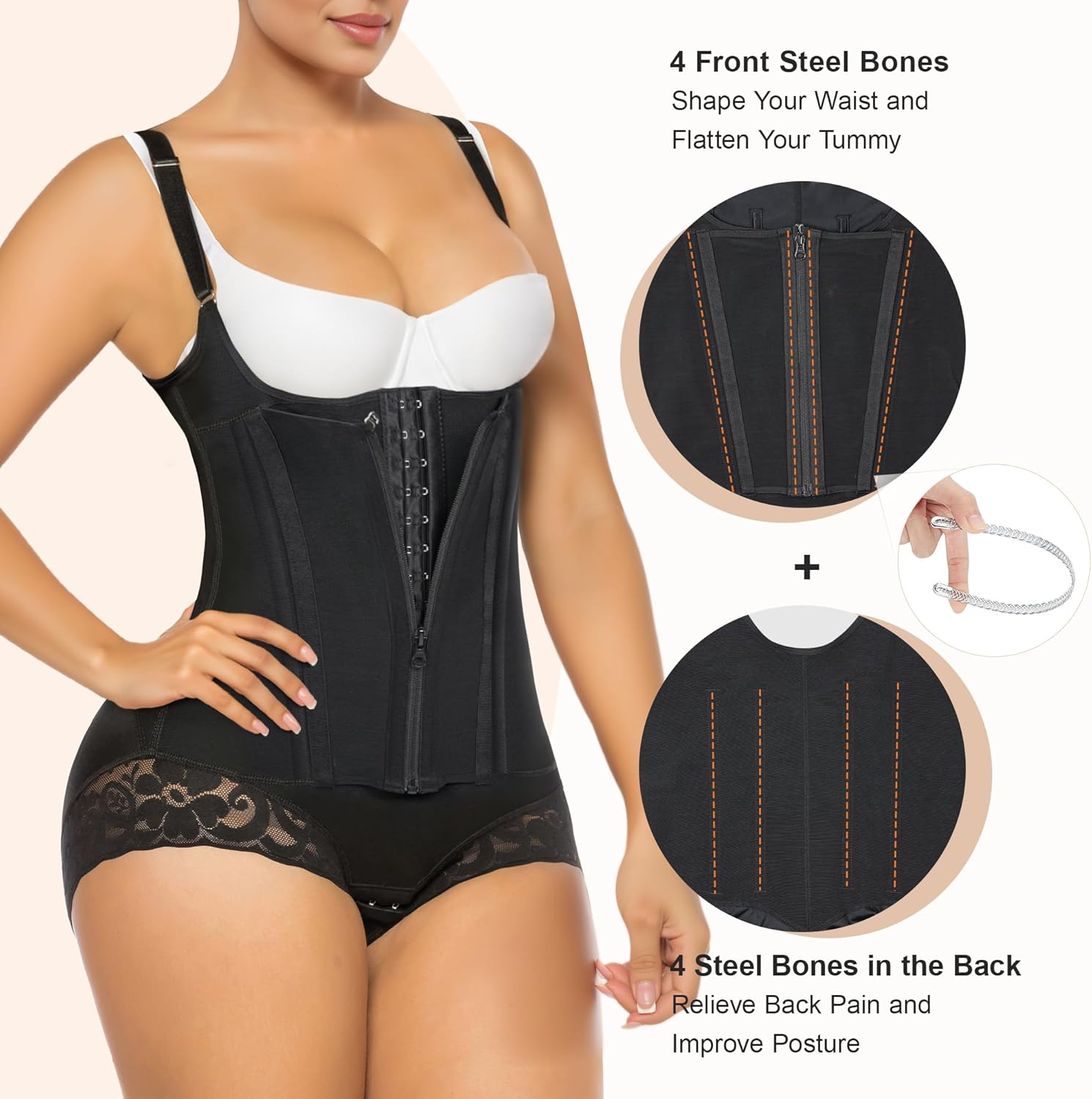 SHAPERX Women's Fajas Colombianas Shapewear Tummy Control Body Shaper Girdles Post Surgery Compression Garment - Image 4