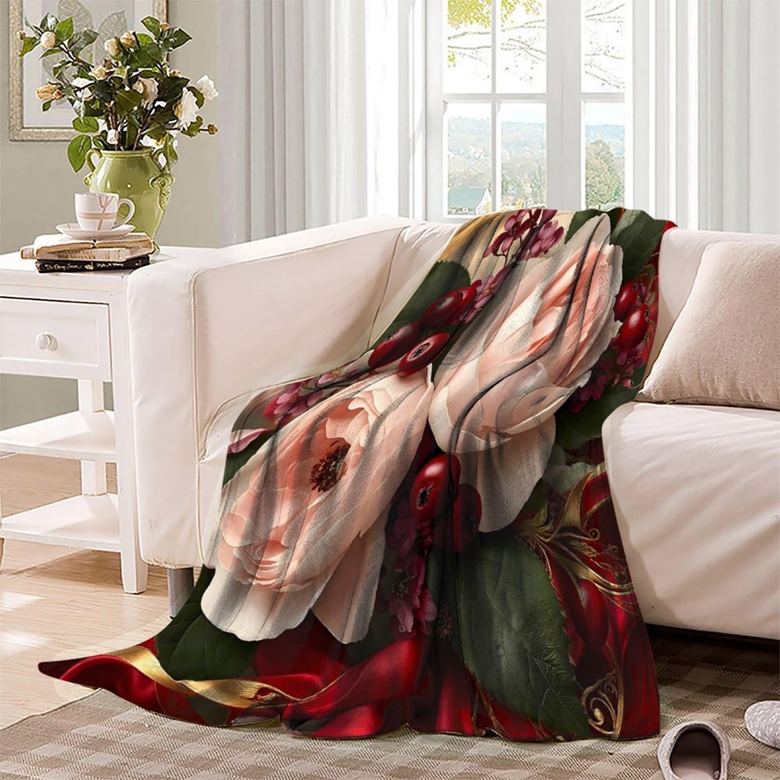 3D Mikrofaser Decke Blumenmuster Weiches Fleece Gefühl