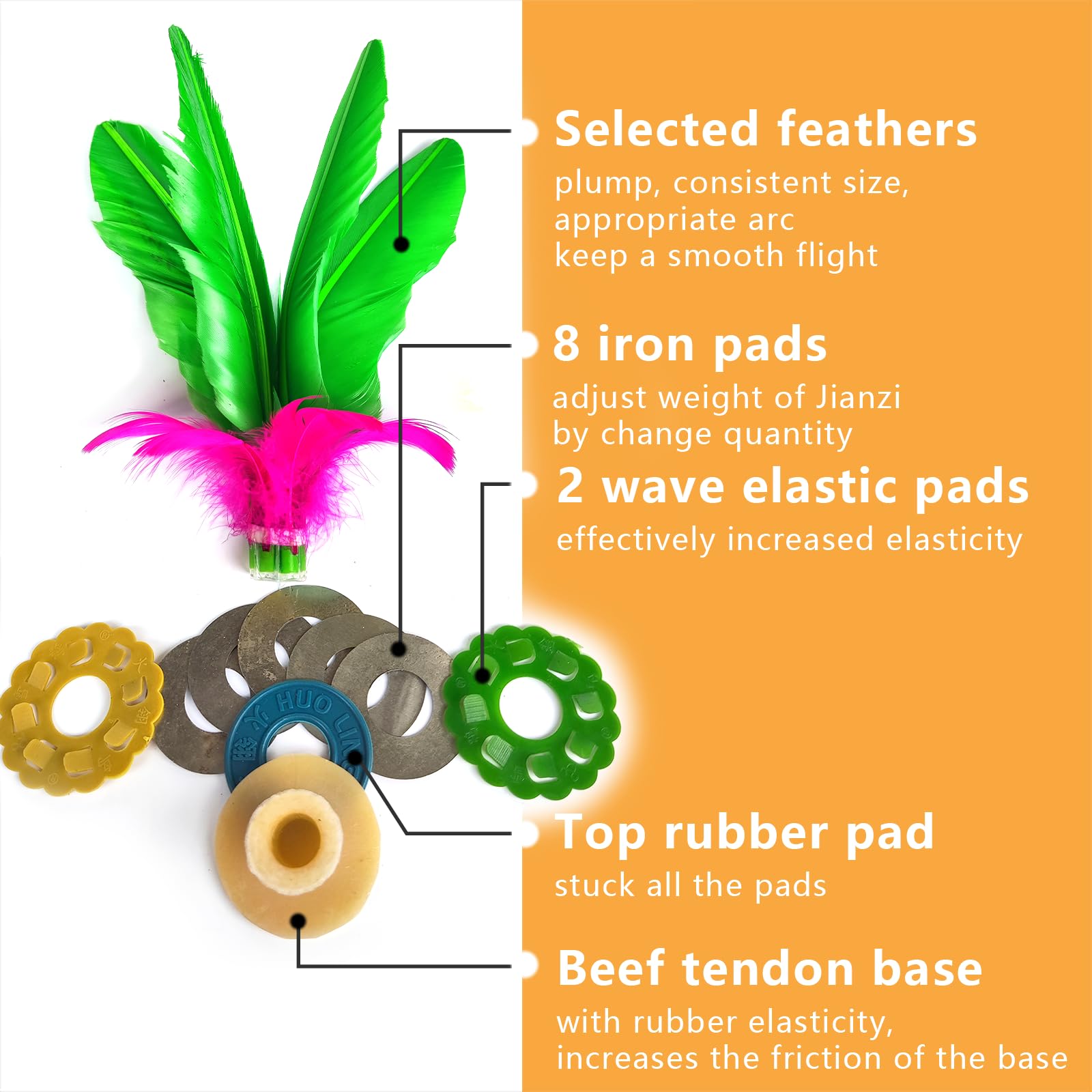 Jianzi Kick Shuttlecock, Volant de Football à Plumes, Jeu de Pieds Sportif, Feather Shuttlecock pour Enfants et Adultes, Utilisation Intérieure et Extérieure - 3