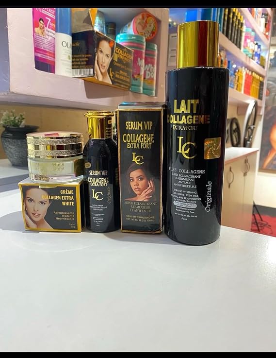 Lait Collagen Extra-Fort Whitening Body Lotion 500ml + Face Cream 50g + Serum 100ml - 3pcs Set