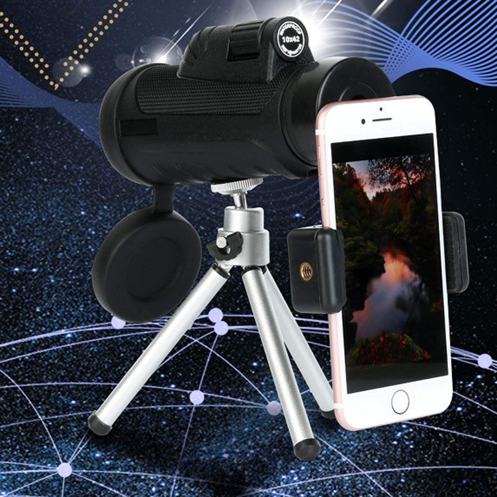 Teleskop für Erwachsene, 10x42 Zoom High Definition BAK4 Prisma & Monokular mit Smartphone-Halterung und Stativ, wasserdichtes und beschlagfreies Monokular-Scop-Fernglas