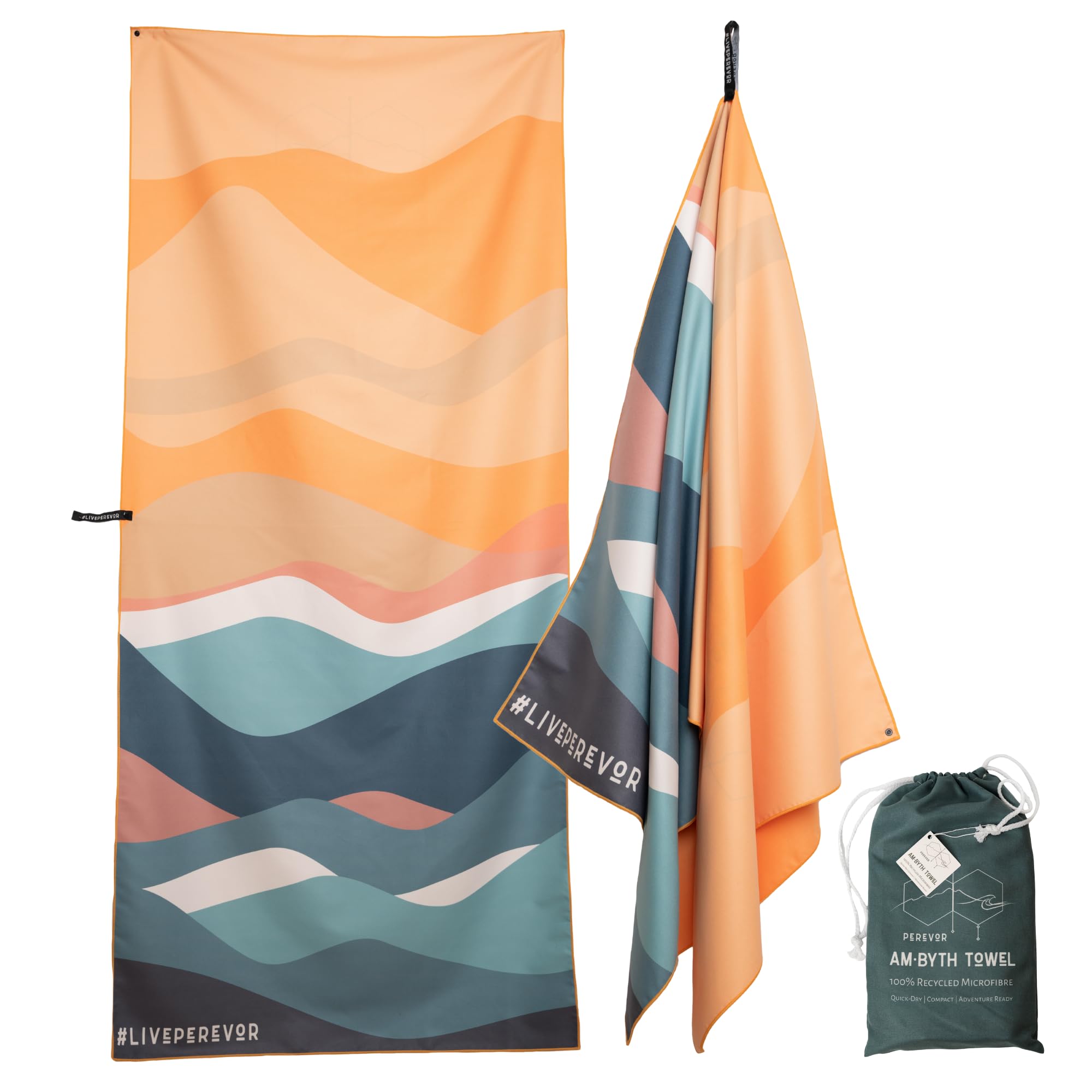 Perevor Am·Byth Quick-Dry Towel – Compact & Lightweight | Adventure-Ready Microfibre for Travel, Sand free holiday, Gym & Everyday XL Size - Beach Print — image 1