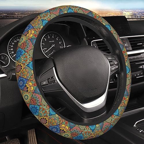 Funda universal para volante de automóvil, diseño de mandala bohemio, 15 pulgadas, accesorios de protección para interiores