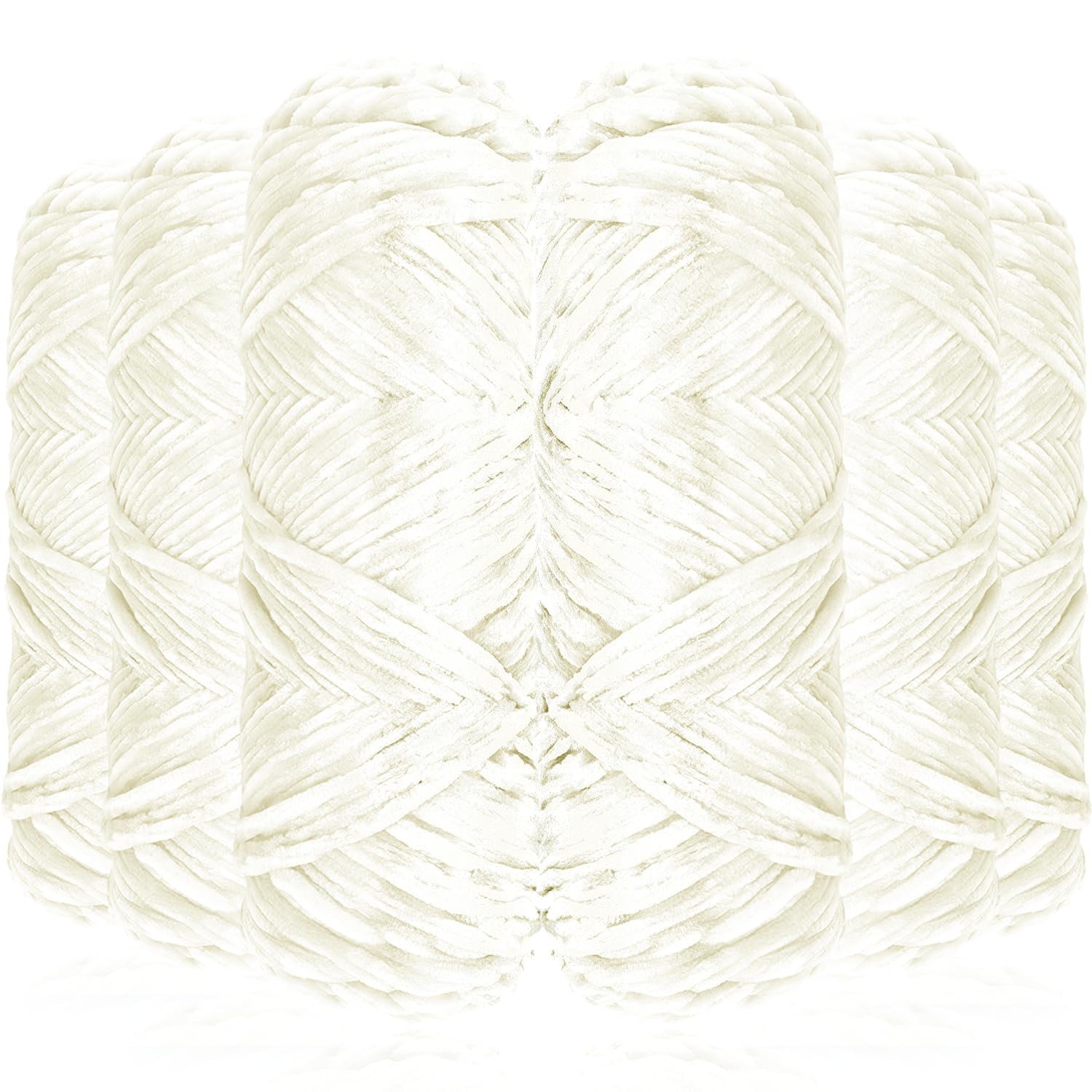 Exquilnova 6 Pack Chunky Yarn for Hand Knitting,Multiple Colors Chenille Yarn for Knitting & Crochet,Soft Chunky Wool for Blankets,Cushion,Scarves,Pet Beds,Bags,Hats,Sweaters(Milky White)