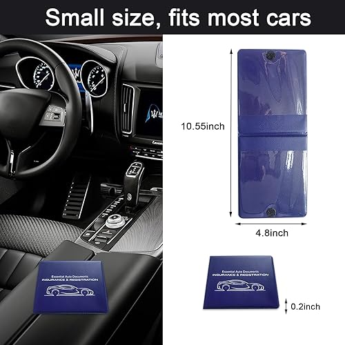 Miniatura 2 de Kewucn Soporte para registro y seguro de automóvil, paquete de 2 organizadores de documentos esenciales de alta calidad con cierre de velcro fuerte,