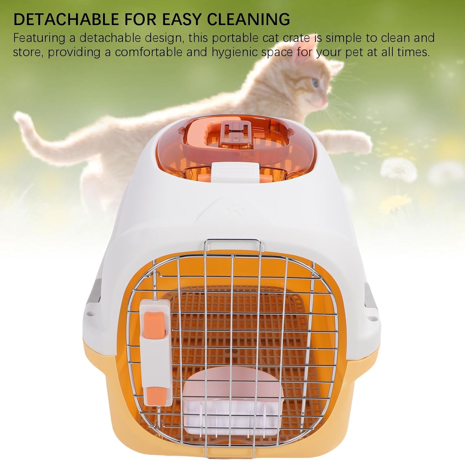 Plastic Dog Kennel, Airline Approved Pet Carrier with Skylight and Detachable Design for Small Dogs and Cats, 19.69 x 12.99 x 12.20 Inches (Yellow)