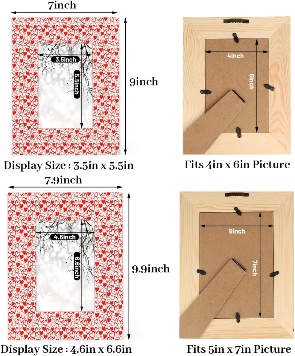KOBLEN Heart Shape 5 x 7 Picture Frame Wood Photo Frame Table Top Display or Wall Mount for Home Office Hotel Room Desk Decor