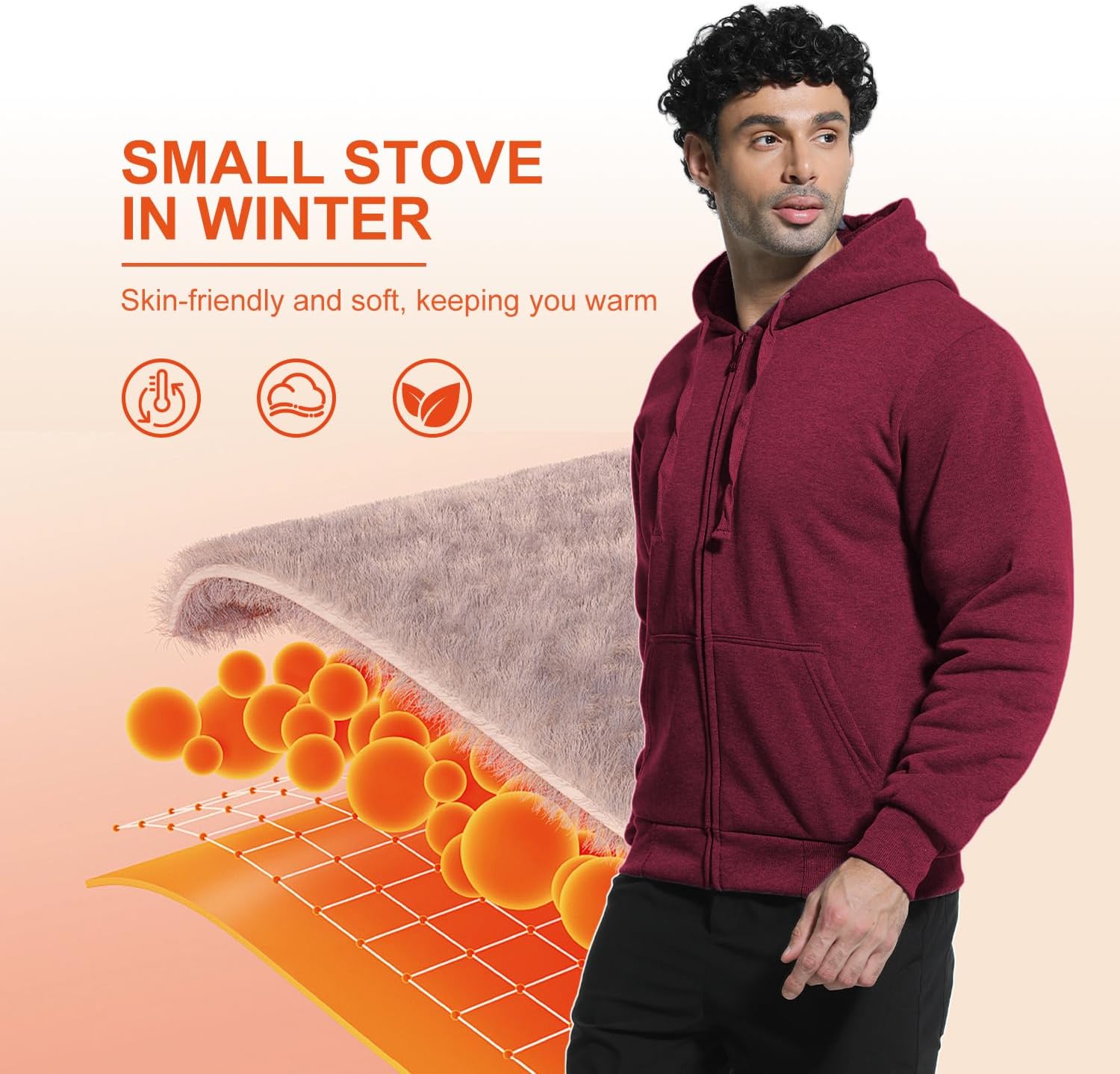 Heavyweight Sherpa Hoodies for Men，Winter Jackets Warm Coats Sweatshirt Hoodies For Men Zip Up - Image 5