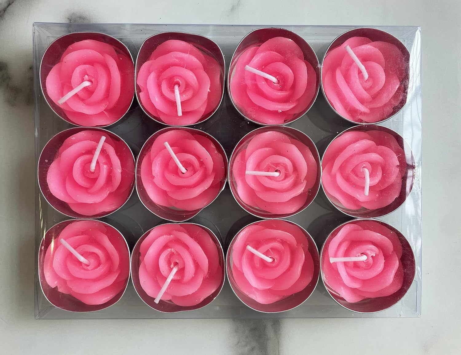 Rose Tealight Candles,12 Pieces Handmade Delicate Flower Candles with 100PCS Silk Rose Petals,Mini Candle Discs for Weddings,Anniversaries, Birthdays,Home Decoration,Spa,Relaxation (Pink)