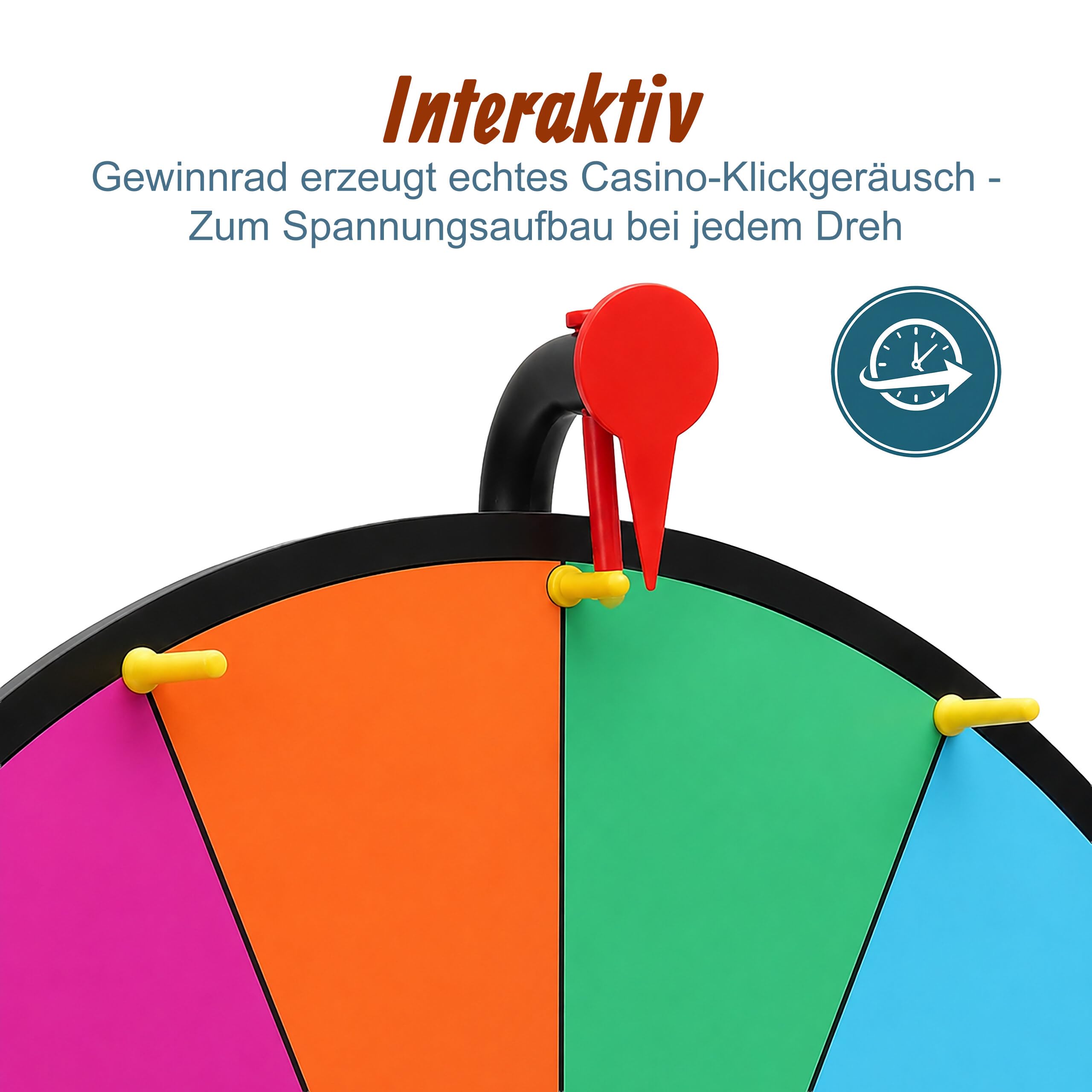 Relaxdays Glücksrad zum Drehen, 60 cm, Drehrad Tisch, 14 Slots, bunt