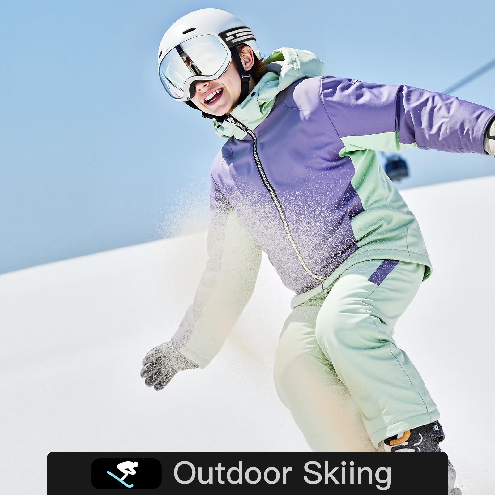 Lunettes de ski pour enfants, adolescents, garçons et filles de 5 à 14 ans