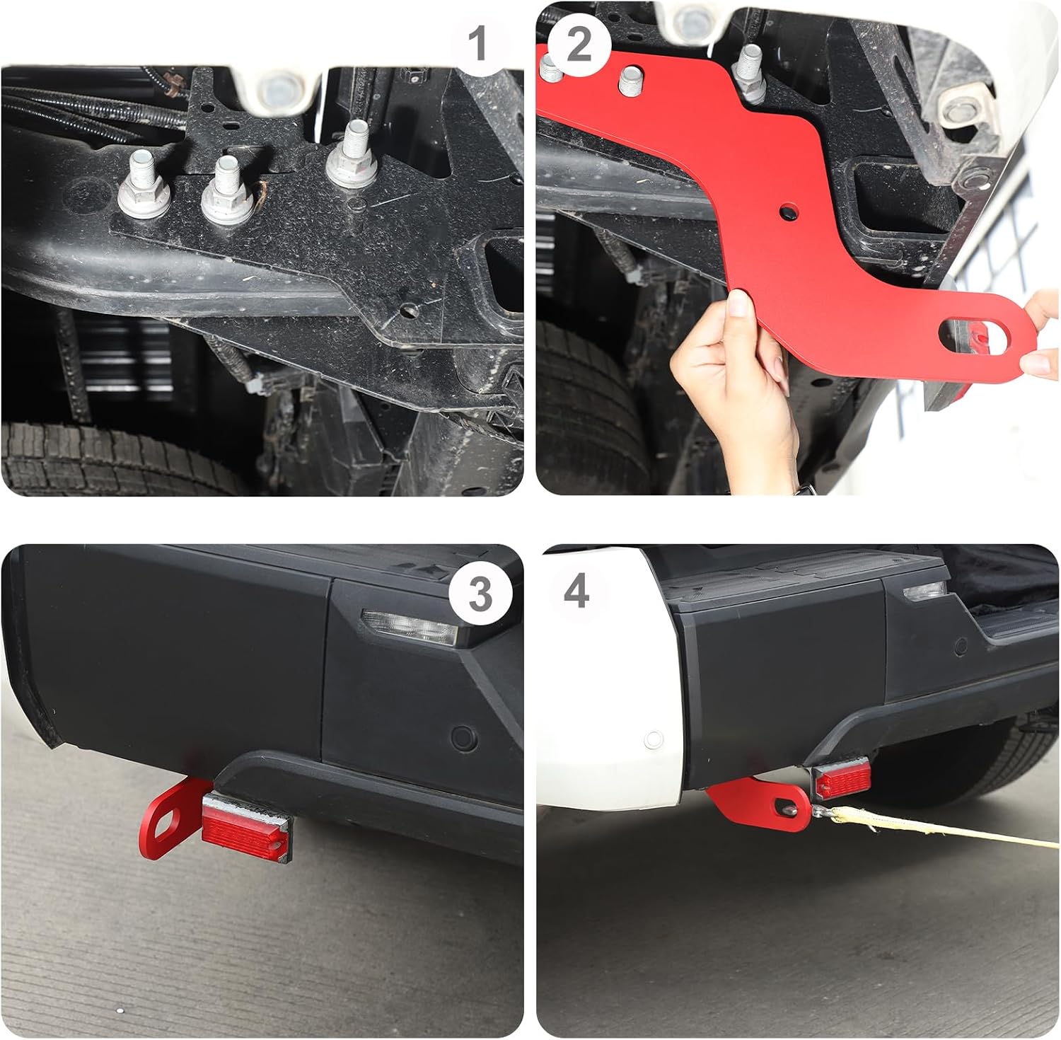 Car Tow Hook Tow Hitch Compatible with Toyot@ Tundra 2022-2026，Carbon Steel Rear Bumper Tow Hitch Recovery Point Tow Hook Receiver Tow Point Kit Accessories 1PCS(Red)