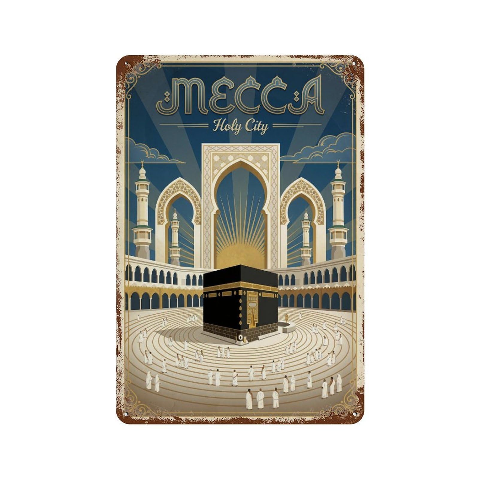 Metal Tin Sign Vintage Travel Saudi Arabia Mecca
