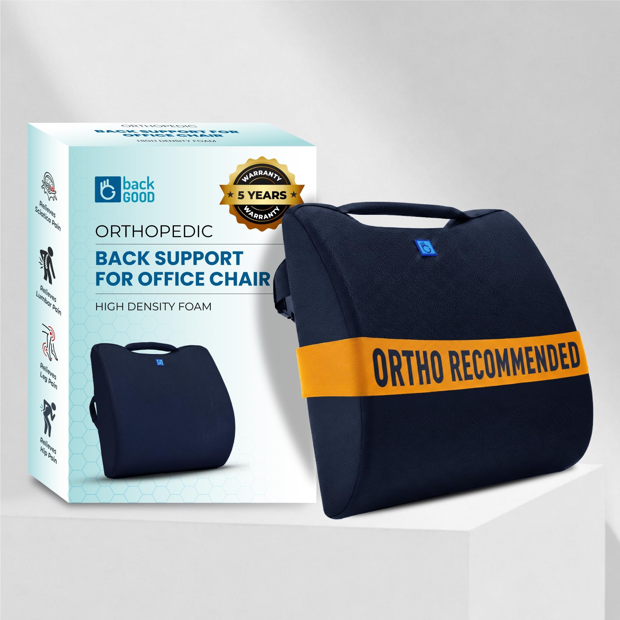 Back Good Orthosit Orthopedic Lumbar Support | Back Support Cushion |Three Way Support| Designed for Back Pain | (Blue)
