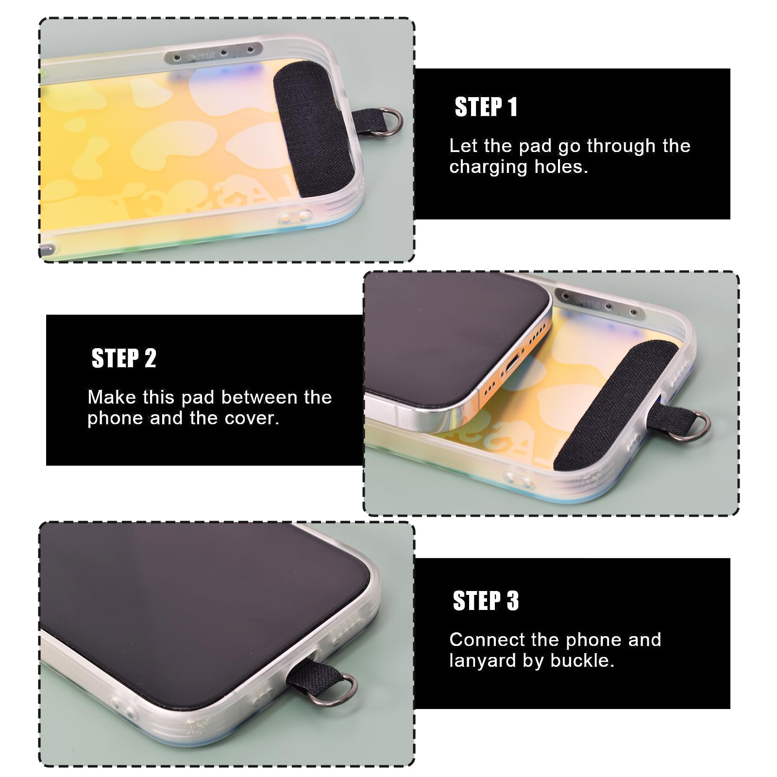 6 Toppe Per Cordino Telefono | Con Anello Metallo | TPU Eco | Per Smartphone | Libera Le Mani