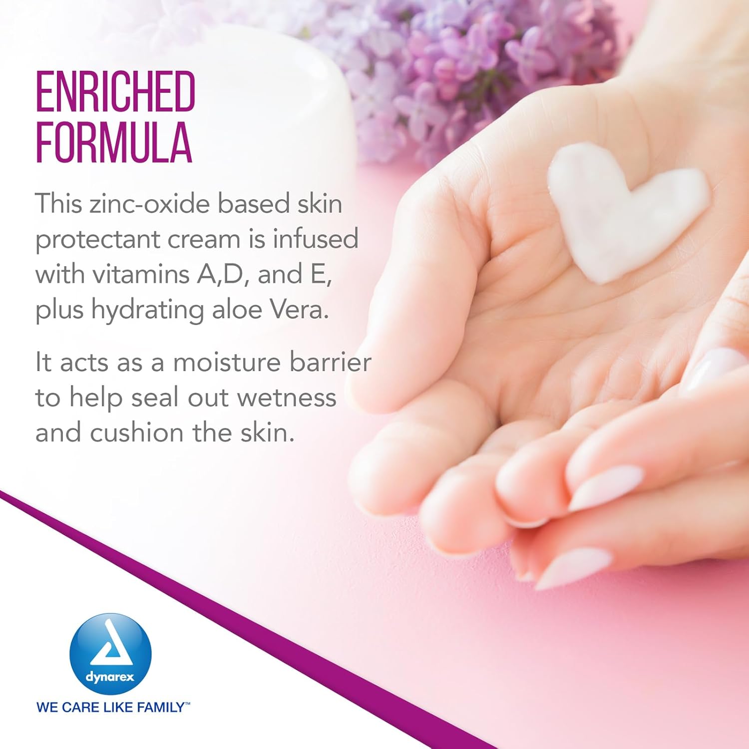 Dynarex DynaShield Skin Protectant Barrier Cream - Zinc Oxide Cream with Vitamins A, D, E, Aloe Vera - Protective Ointment, Helps Moisturize Dry Skin - 4oz Tube, 24 Per Case