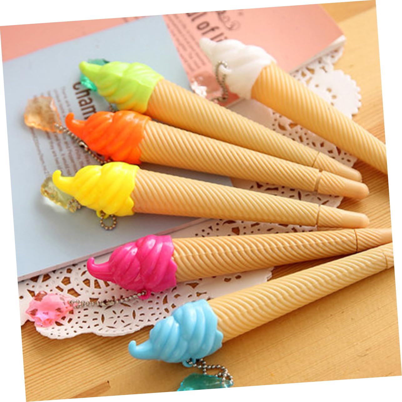 TEHAUX 48 Pièces Stylos à Gel Forme de Glace Lot de Stylos Créatifs pour Garçon Fille et Adolescents et Confortable Fournitures Scolaires Amusantes Couleurs de Coque