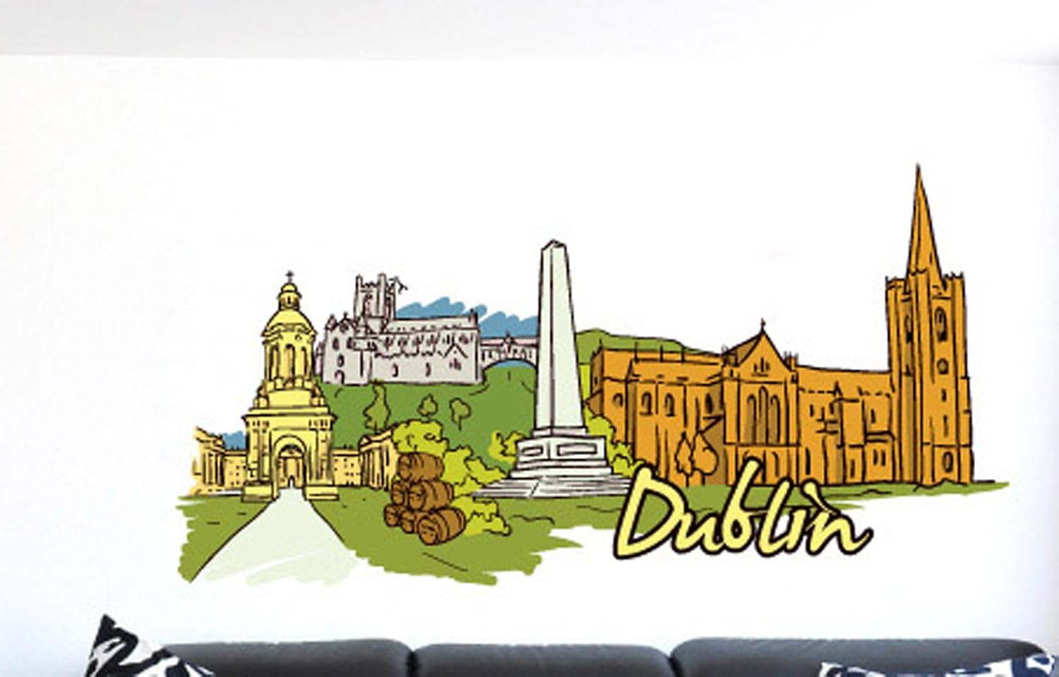 Famous City Dublin Wall Decals Stickers Uscolor014, Green w
