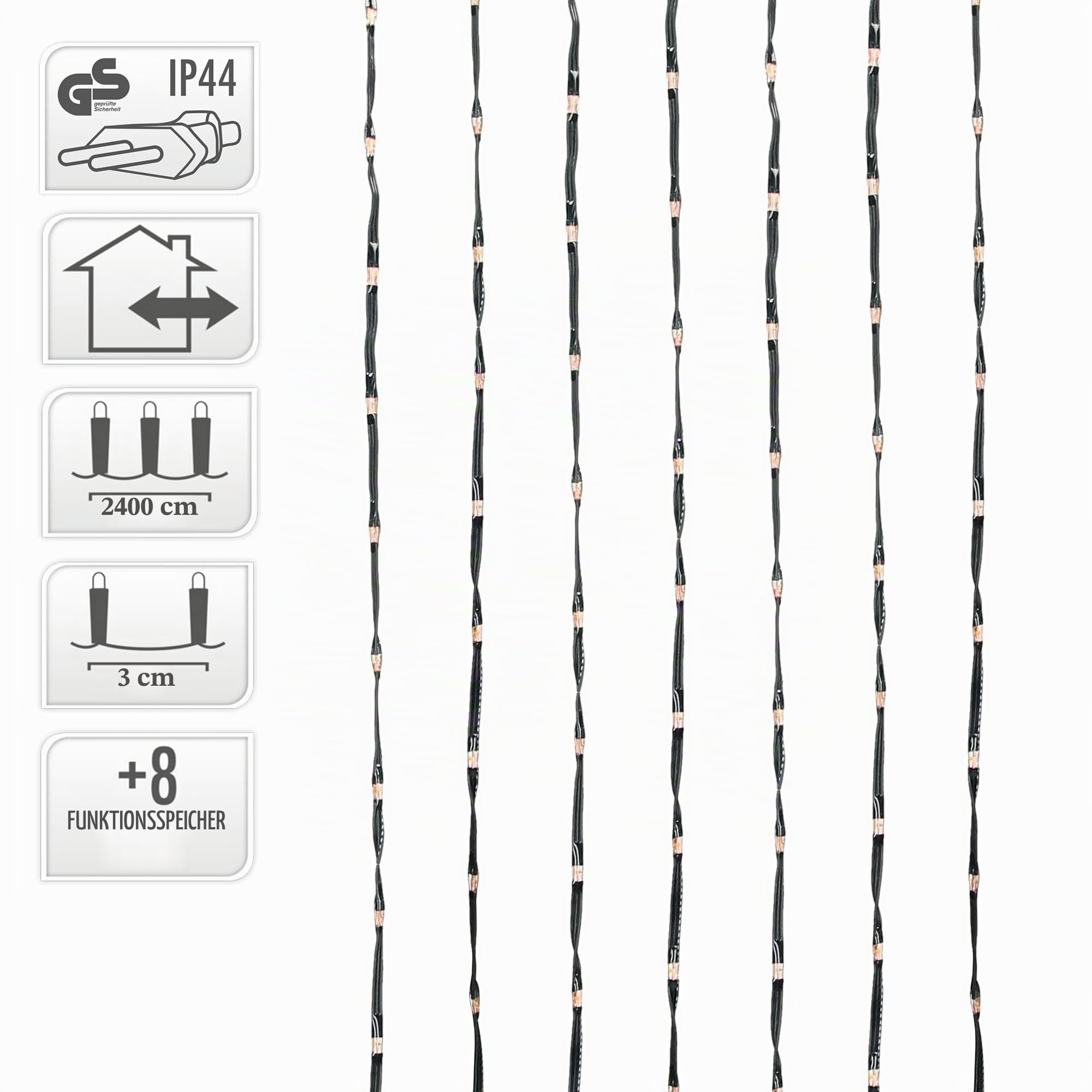 ECD Germany LED Micro Cluster Lichterkette 24m 800 LEDs Extra Warmweiß, 8 Funktionen, Strombetrieb, IP44 Wasserdicht Innen/Außen, Weihnachtsbeleuchtung Weihnachten Weihnachtsbaum Clusterlichterkette
