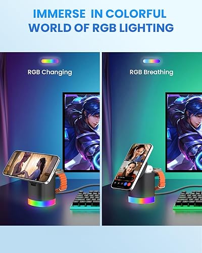 Miniatura 5 de Cargador inalámbrico para estación de carga Mag-Safe JoyGeek 3 en 1, soporte de viaje magnético para iPhone 16, 15, 14, 13, 12 Pro Max Plus, Apple