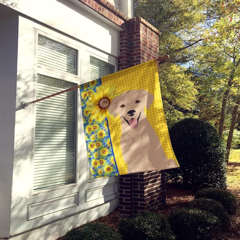 Caroline's Treasures WDK5442CHF Summer Sunflowers Yellow Labrador Retriever House Flag Large Porch Sleeve Pole Decorative Outside Yard Banner Artwork Wall Hanging, Polyester, House Size, Multicolor